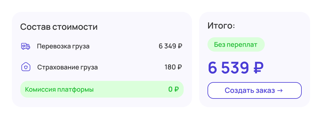Прозрачный состав стоимости заказа